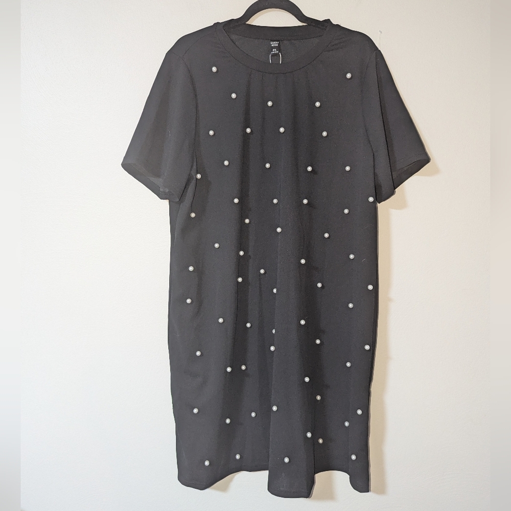 2XL NWT Emery Rose Black Pearl Embellished Shift‎ Dress